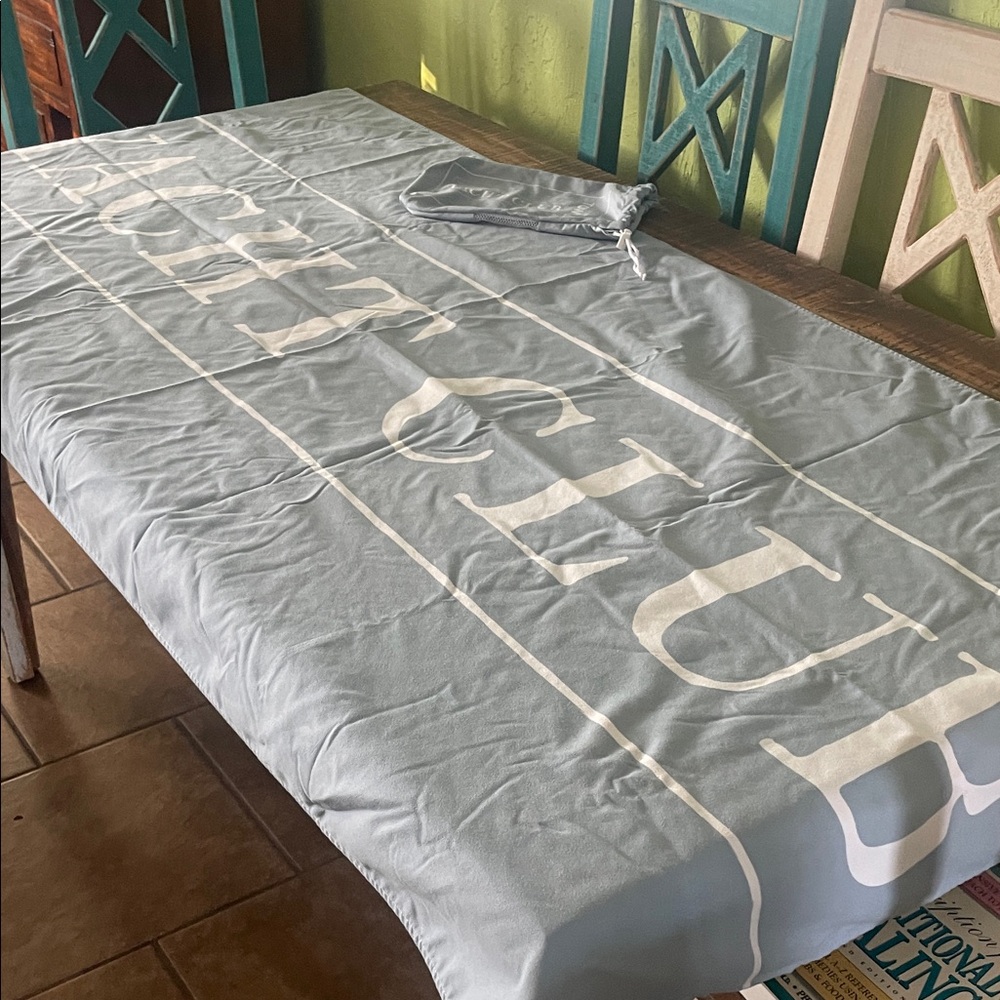 Quick dry towel with saying YACHT CLUB -baby blue with white letters 7 8 “L x 35